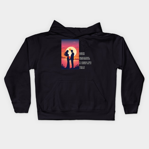 Dusk Embrace: A Couple's Tale Kids Hoodie by abdellahyousra